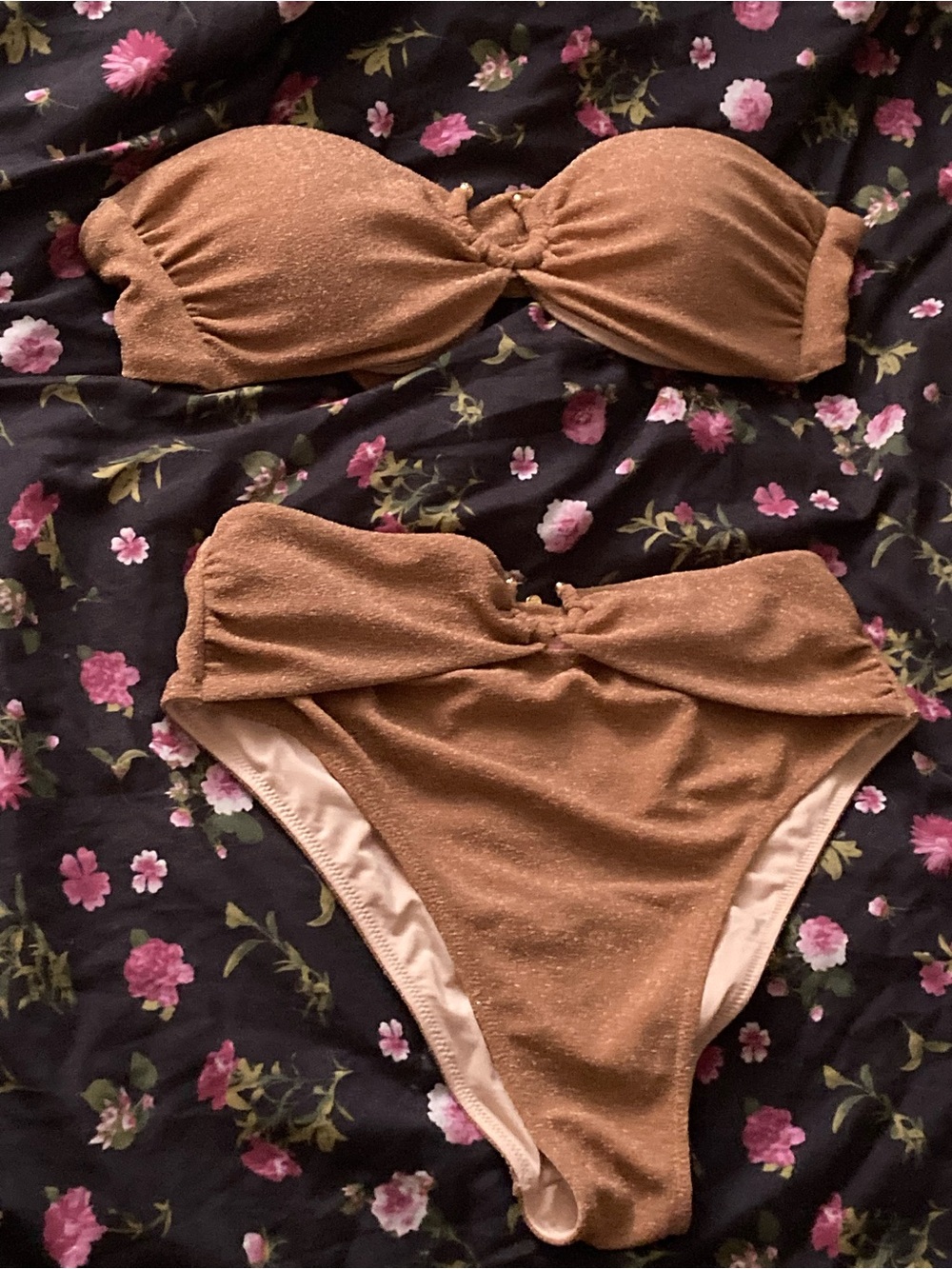 Victoria’s Secret Strapless Bikini Set in Metallic Brown - Classic Two-Piec